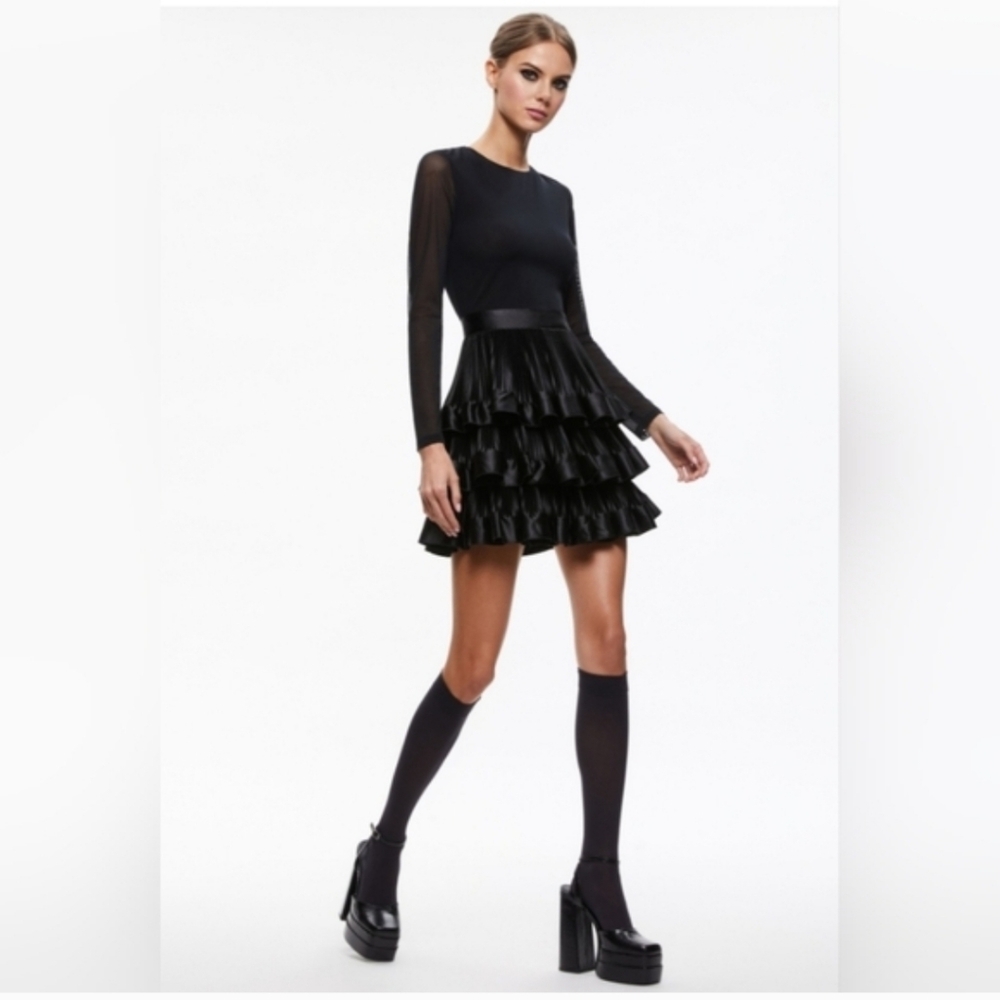 ALICE + OLIVIA CHARA TIERED RUFFLE MINI DRESSSIZE 6 $495 - Picture 8 of 16